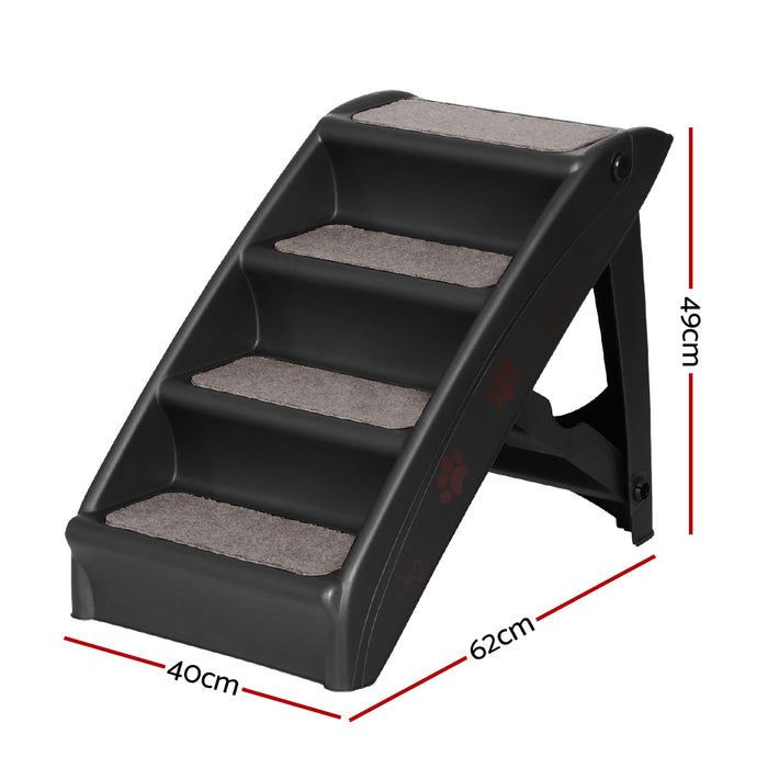 Danoz Direct - i.Pet Dog Ramp Steps For Bed Sofa Car Pet Stairs Ladder Portable Foldable Black