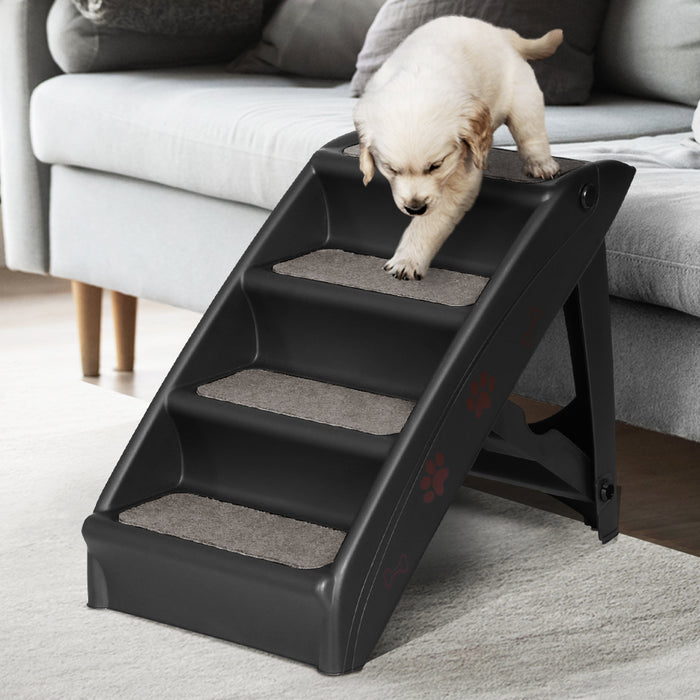 Danoz Direct - i.Pet Dog Ramp Steps For Bed Sofa Car Pet Stairs Ladder Portable Foldable Black