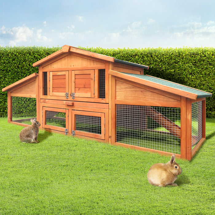 Danoz Direct - i.Pet Chicken Coop Rabbit Hutch 169cm x 52cm x 72cm Large House Outdoor Wooden Run Cage