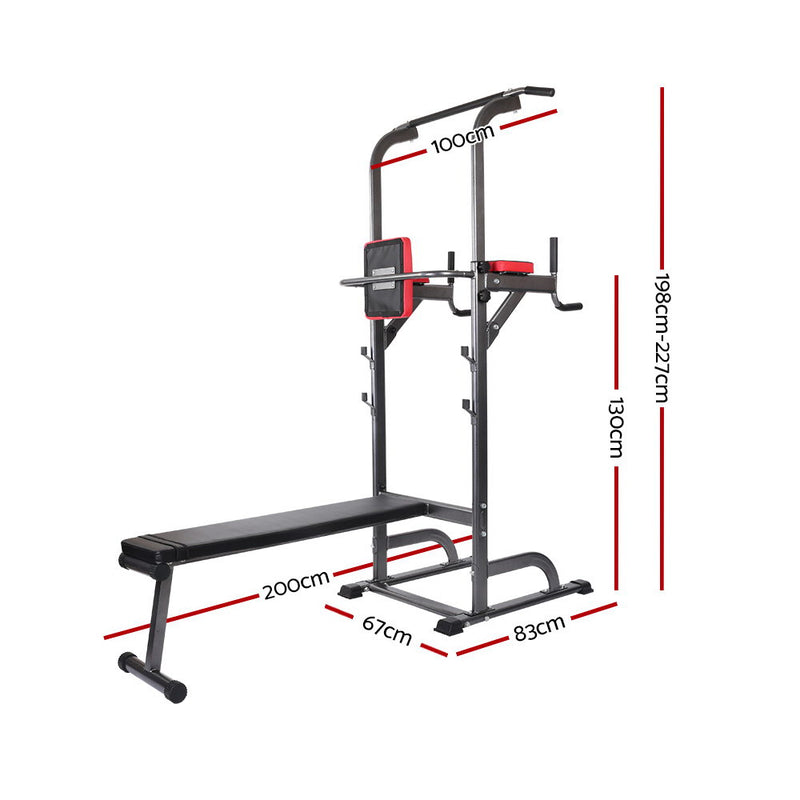 Danoz Direct - Everfit Weight Bench Chin Up Bar Bench Press Home Gym 380kg Capacity