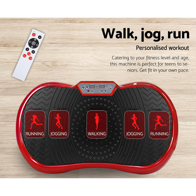 Danoz Direct - Everfit Vibration Machine Platform Resistance Rope Home Fitness Dark Red