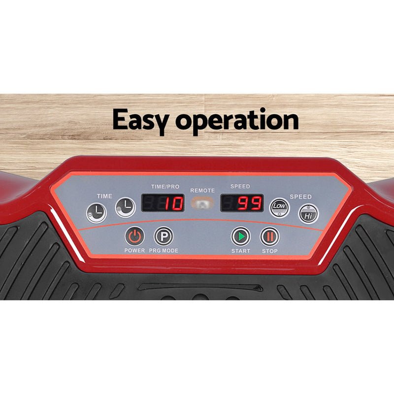 Danoz Direct - Everfit Vibration Machine Platform Resistance Rope Home Fitness Dark Red