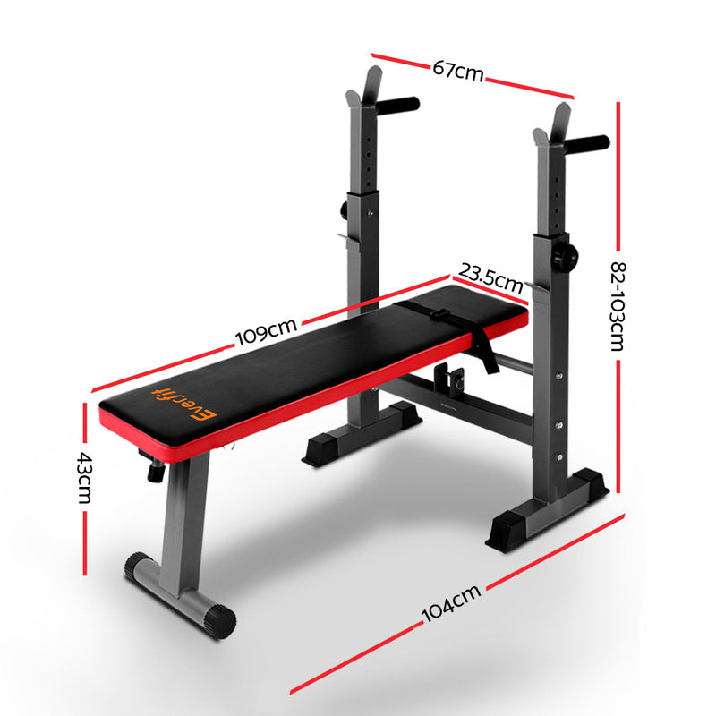 Danoz Direct - Everfit Weight Bench Squat Rack Bench Press Home Gym Equipment 200kg