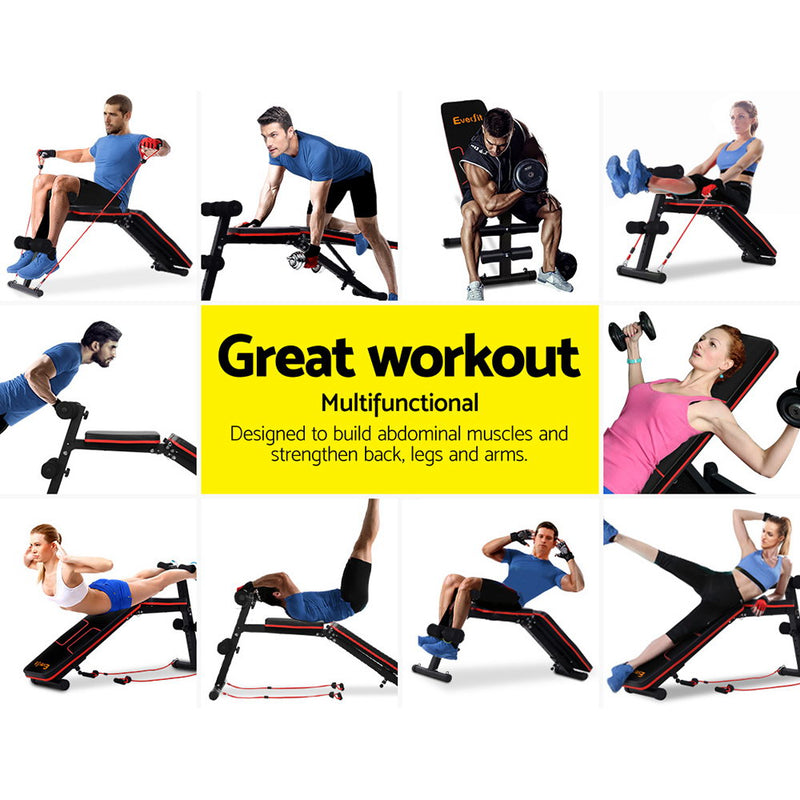 Danoz Direct - Everfit Weight Bench Adjustable FID Bench Press Home Gym 150kg Capacity