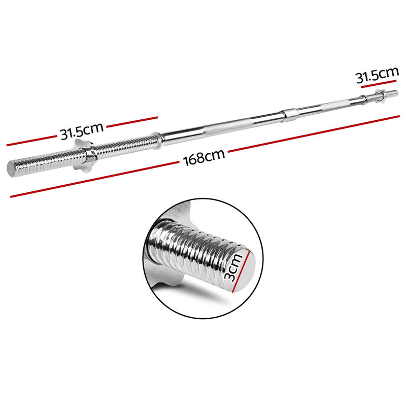 Danoz Direct -  5.5FT Barbell Bar Steel Fitness Exercise Weight Press Gym Home 168CM