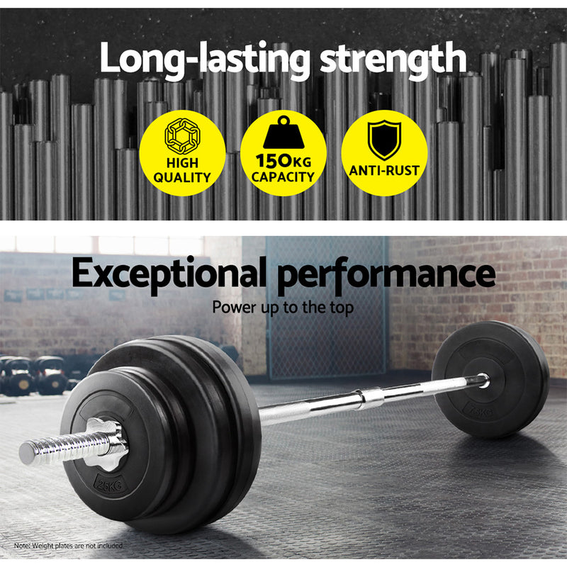 Danoz Direct -  5.5FT Barbell Bar Steel Fitness Exercise Weight Press Gym Home 168CM