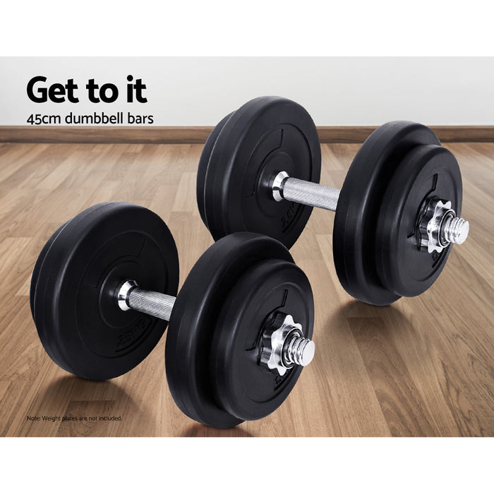 Danoz Direct -  45cm Dumbbell Bar Solid Steel Pair Gym Home Exercise Fitness 150KG Capacity