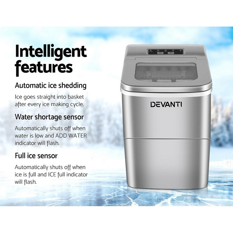 Elevate your beverage game with Danoz Direct - Devanti Portable Ice Cube Maker in Silver! Perfectly shaped and ready-to-use ice cubes in just minutes