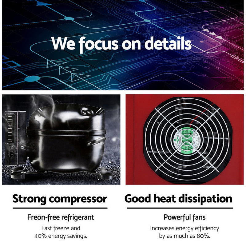 Danoz Direct - DEVANTi Portable Ice Cube Maker Machine 2L Home Bar Benchtop Easy Quick Red