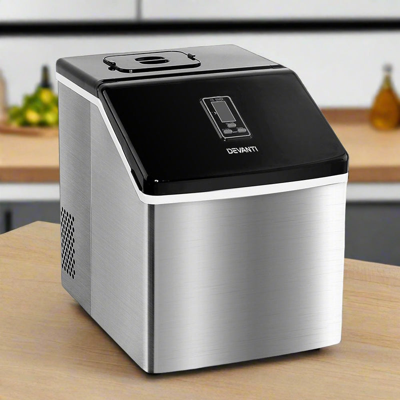 Danoz Direct - DEVANTi 3.2L Portable Ice Cube Maker Cold Commercial Machine Stainless Steel