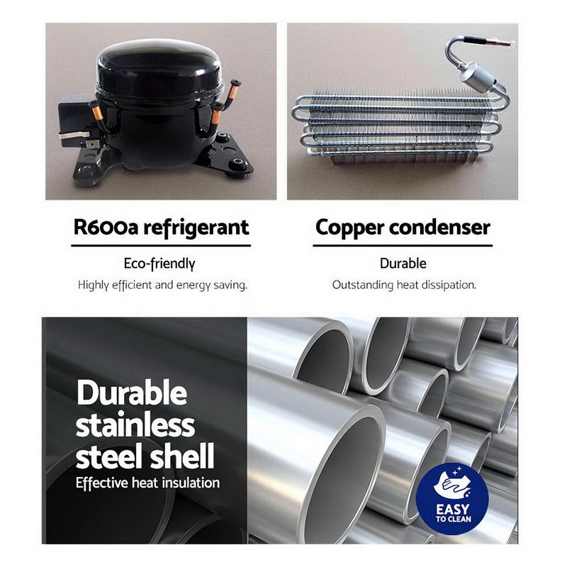 Danoz Direct - Devanti 2.4L Stainless Steel Portable Ice Cube Maker