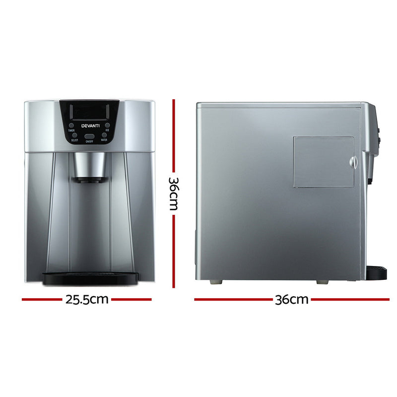 Danoz Direct - Devanti 2L Portable Ice Cuber Maker & Water Dispenser - Silver