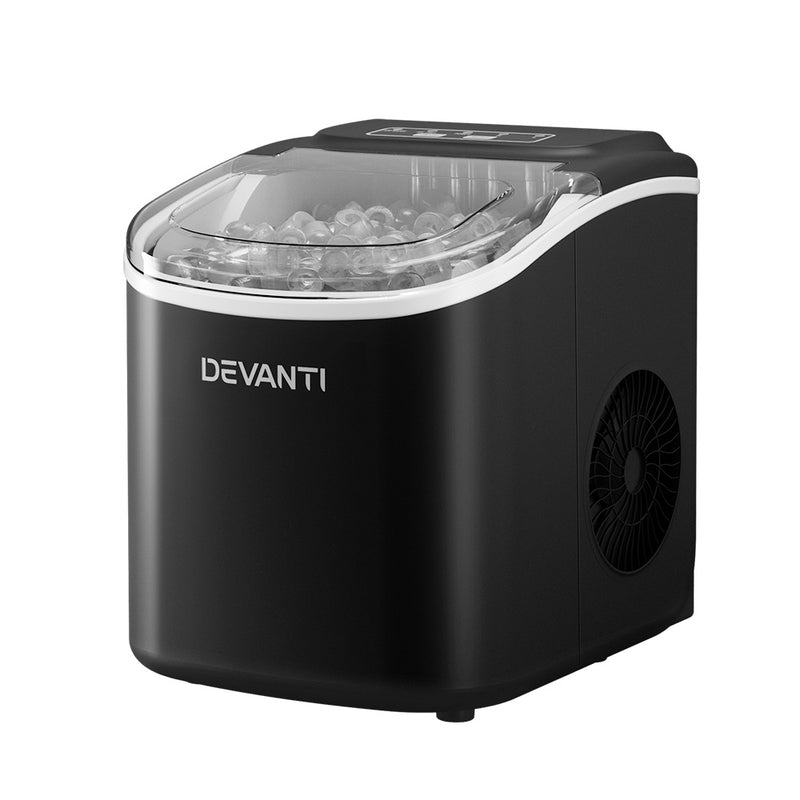 Danoz Direct - Devanti Portable Ice Maker Machine Ice Cube Tray 12kg Bar Countertop Black