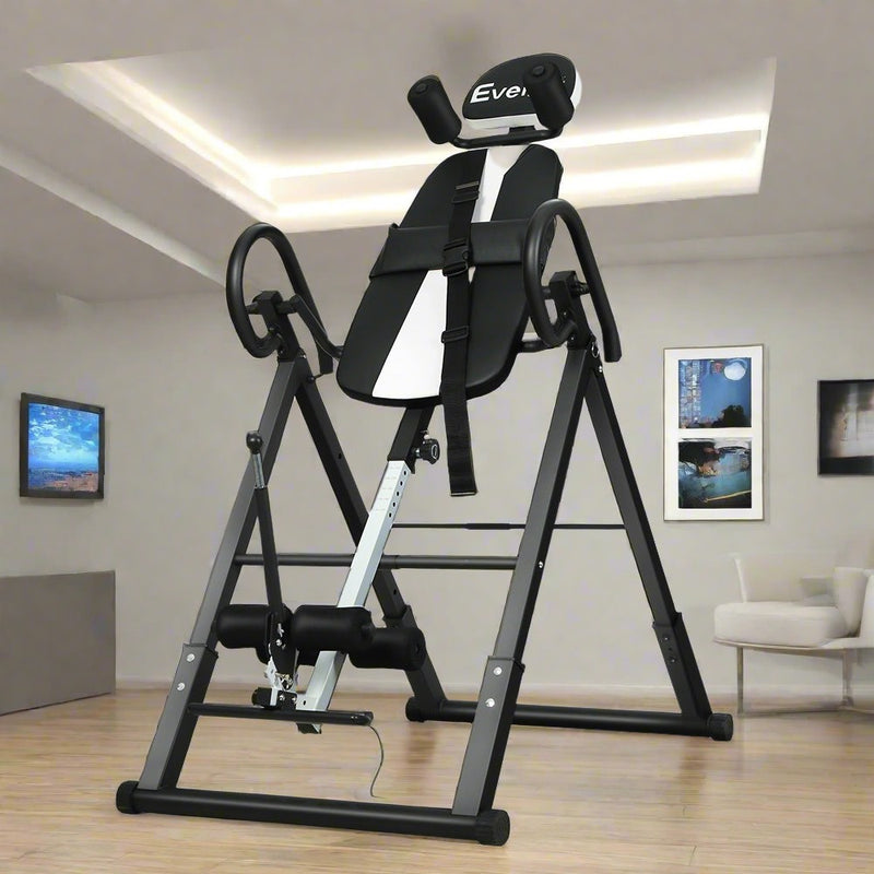 Danoz Direct - Everfit Inversion Table Gravity Exercise Inverter Back Stretcher Home Gym Grey  - Includes Delivery