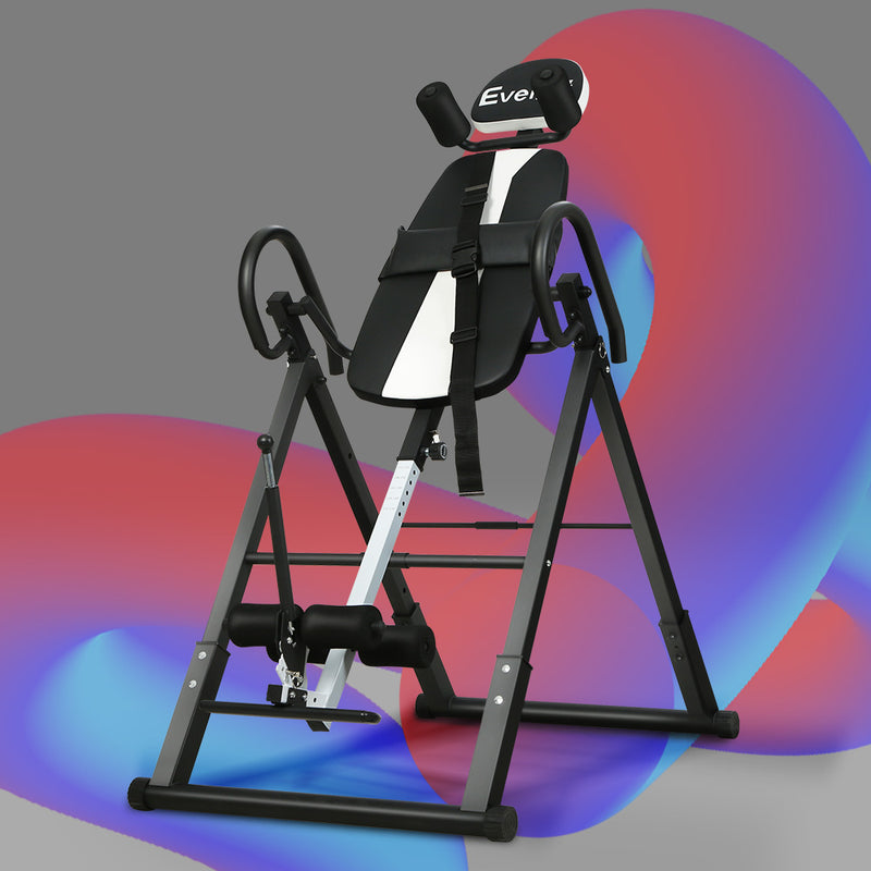 Danoz Direct - Everfit Inversion Table Gravity Exercise Inverter Back Stretcher Home Gym Grey  - Includes Delivery