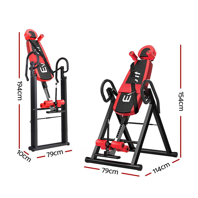 Danoz Fitness - Everfit Inversion Table Gravity Exercise Inverter Back Stretcher Home Gym Red - Includes Delivery
