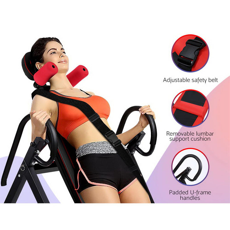 Danoz Fitness - Everfit Inversion Table Gravity Exercise Inverter Back Stretcher Home Gym Black  - Includes Delivery