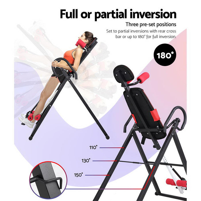 Danoz Direct - Everfit Inversion Table Gravity Exercise Inverter Back Stretcher Home Gym Black  - Includes Delivery