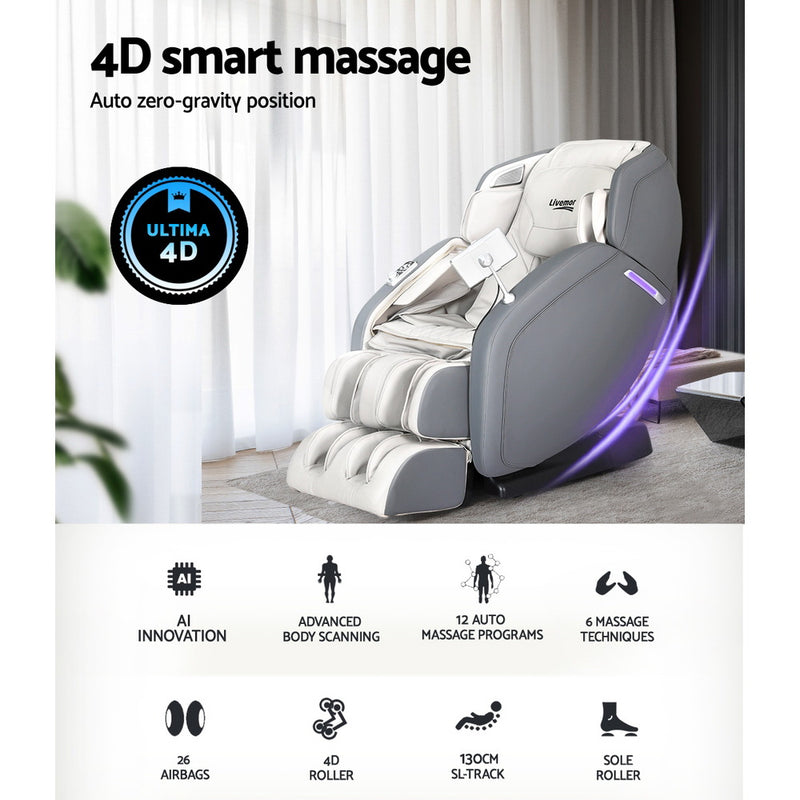 Indulge in luxurious relaxation with Danoz Direct - Livemor 4D Massage Chair! With its electric recliner and 4D massaging capabilities