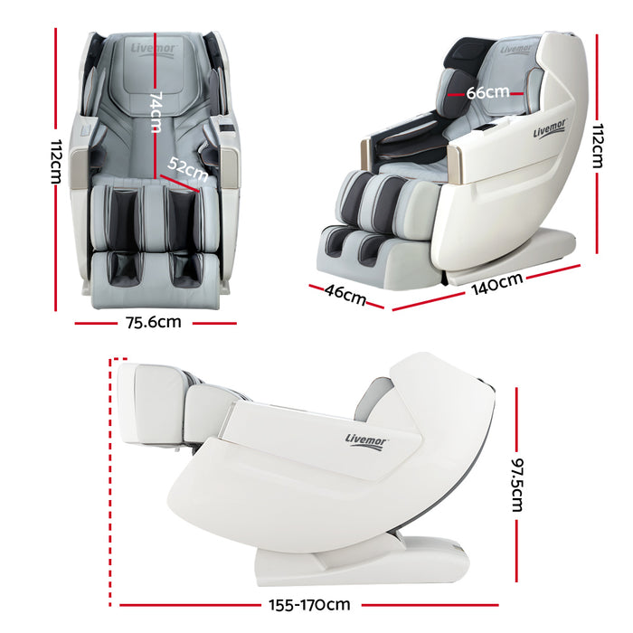 Danoz Direct -  Livemor Massage Chair Electric Recliner Massager White Varitas