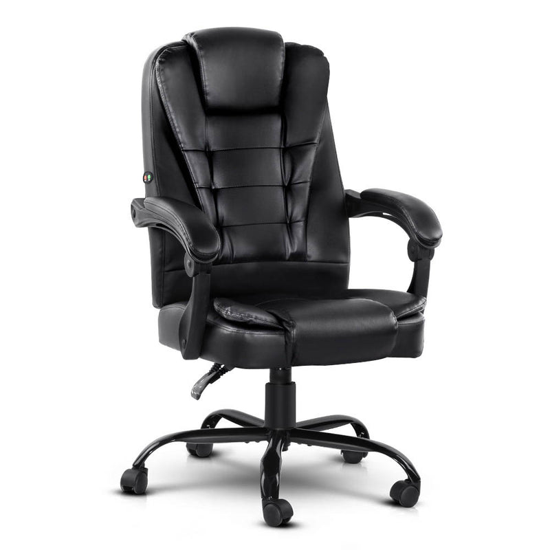 Danoz Direct - Artiss 2 Point Massage Office Chair PU Leather Black