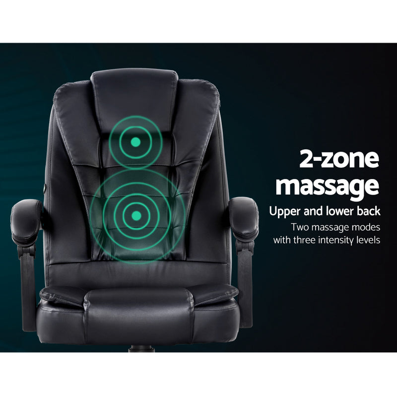 Danoz Direct - Artiss 2 Point Massage Office Chair PU Leather Black