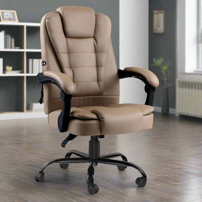 Danoz Direct - Artiss 2 Point Massage Office Chair PU Leather Espresso