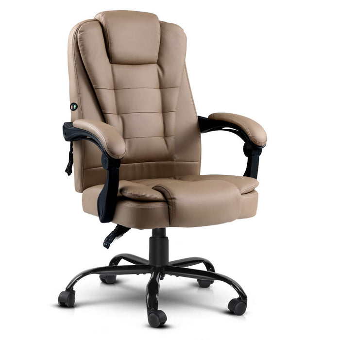 Danoz Direct - Artiss 2 Point Massage Office Chair PU Leather Espresso