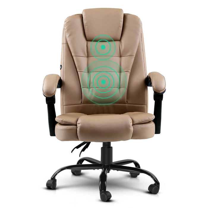 Danoz Direct - Artiss 2 Point Massage Office Chair PU Leather Espresso