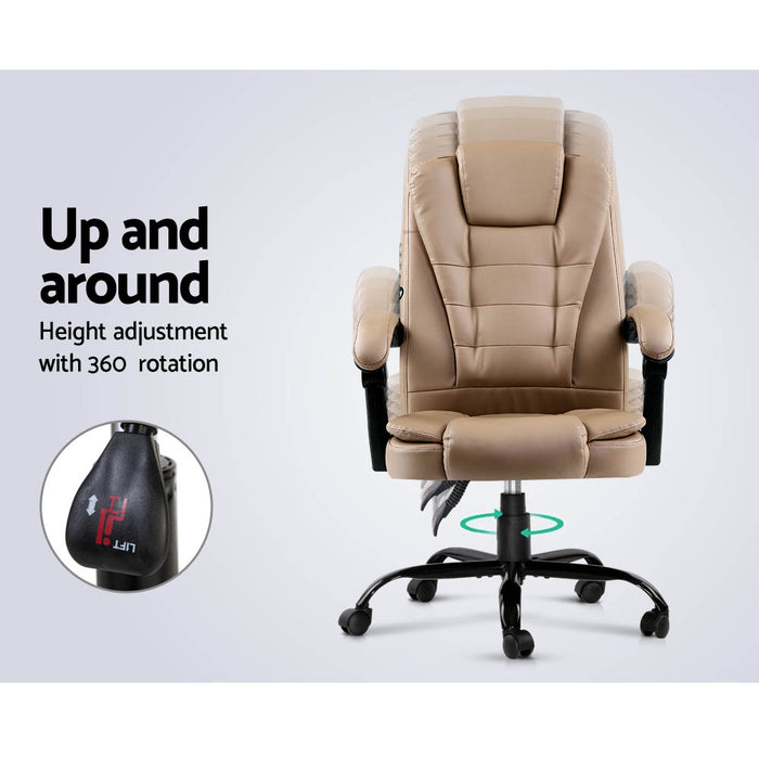 Danoz Direct - Artiss 2 Point Massage Office Chair PU Leather Espresso