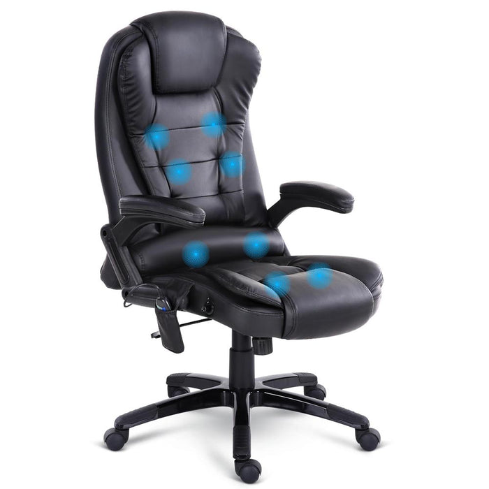 Danoz Direct - Artiss 8 Point Massage Office Chair Heated Seat Recliner PU Black