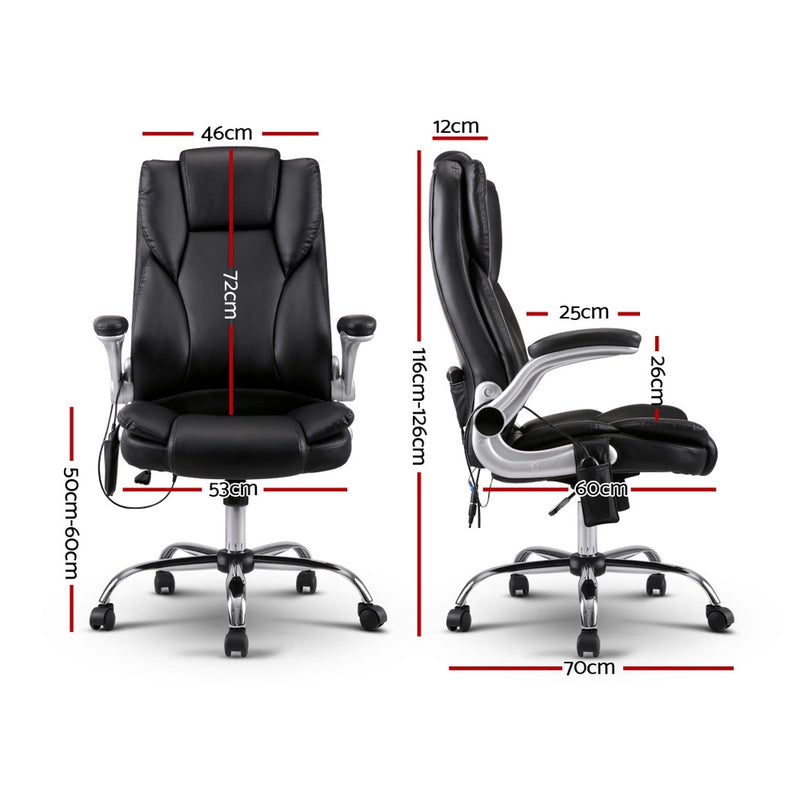 Danoz Direct - Artiss 8 Point Massage Office Chair PU Leather Black - Super Saver