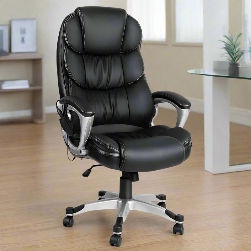 Danoz Direct - Artiss 8 Point Massage Office Chair Heated Seat PU Black