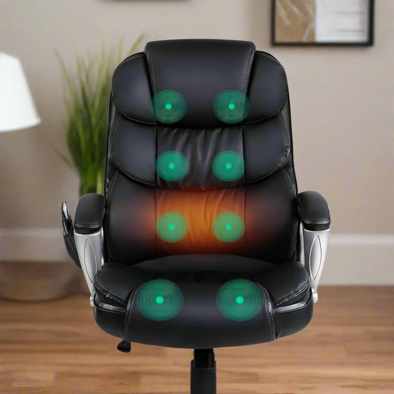 Danoz Direct - Artiss 8 Point Massage Office Chair Heated Seat PU Black