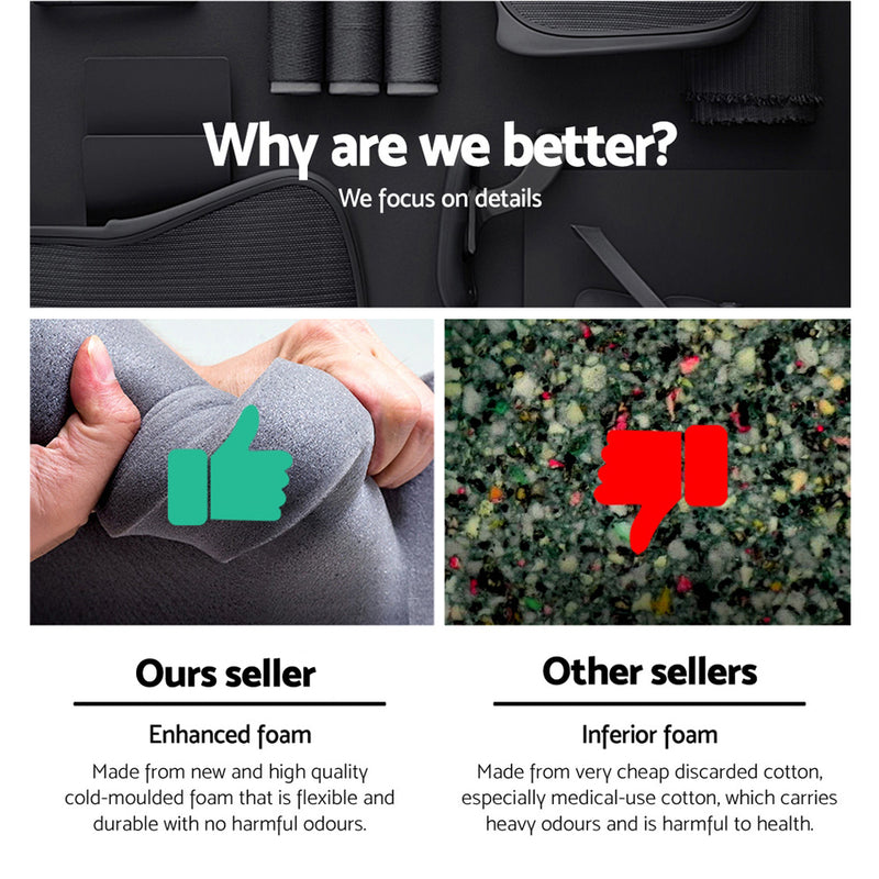 Danoz Direct - Artiss 2 Point Massage Office Chair PU Leather Footrest Black