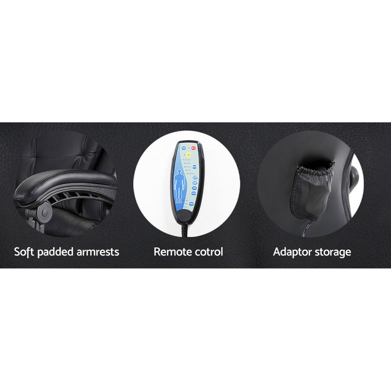Danoz Direct - Artiss 8 Point Massage Office Chair PU Leather Footrest Black