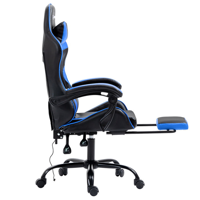 Danoz Direct - Artiss 2 Point Massage Gaming Office Chair Footrest Blue