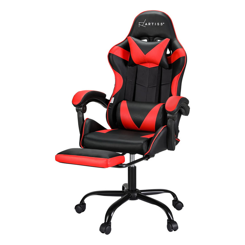Danoz MassageSmart | Artiss Massage Gaming & Office Chair 🎮 | 2-Point Vibration, Footrest, 145° Recline — Red & Black
