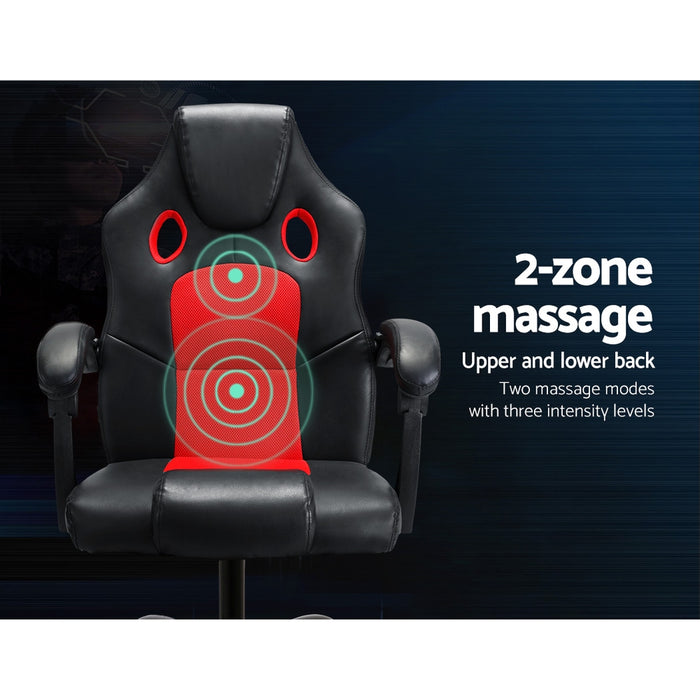 Danoz Direct - Artiss 2 Point Massage Gaming Office Chair PU Leather Red