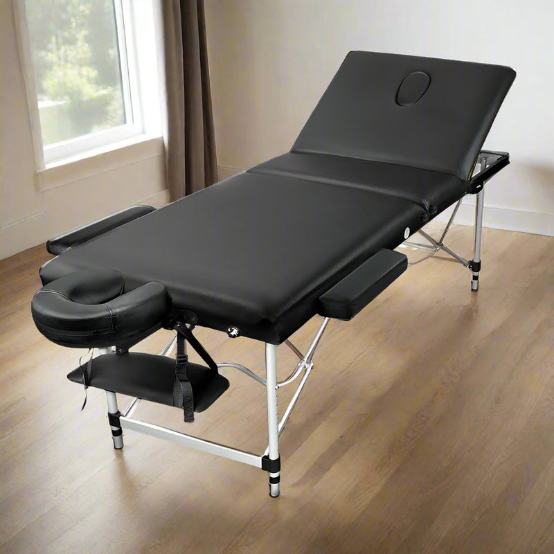 Danoz Direct - Zenses Massage Table 60cm Portable 3 Fold Aluminium Beauty Bed Black