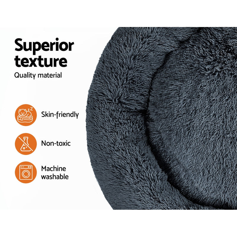 Danoz Direct - i.Pet Pet Bed Dog Cat 110cm Calming Extra Large Soft Plush Dark Grey