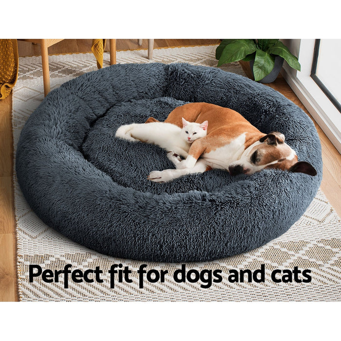 Danoz Direct - i.Pet Pet Bed Dog Cat 110cm Calming Extra Large Soft Plush Dark Grey