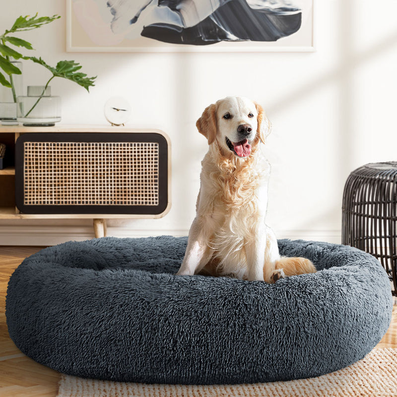 Danoz Direct - i.Pet Pet Bed Dog Cat 110cm Calming Extra Large Soft Plush Dark Grey