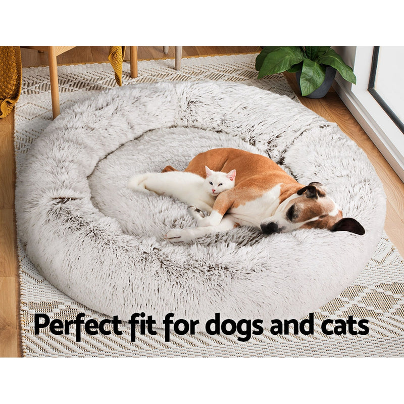 Danoz Direct - i.Pet Pet Bed Dog Cat 110cm Calming Extra Large Soft Plush White Brown