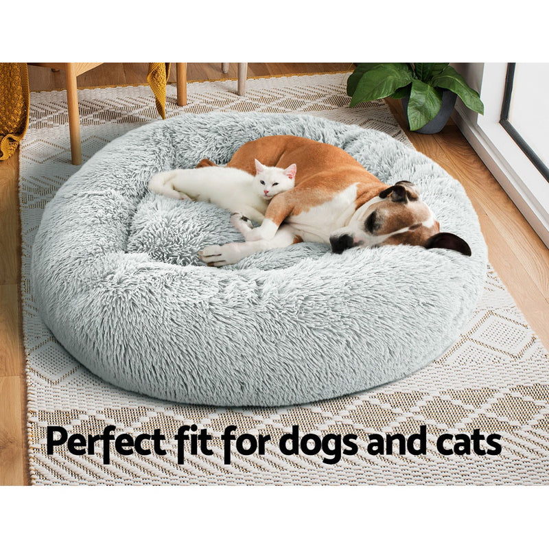 Danoz Direct - i.Pet Pet Bed Dog Cat 90cm Large Calming Soft Plush Light Grey