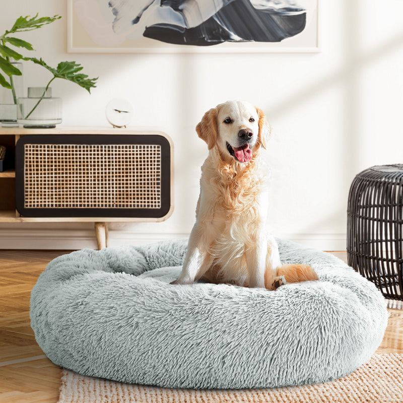 Danoz Direct - i.Pet Pet Bed Dog Cat 90cm Large Calming Soft Plush Light Grey