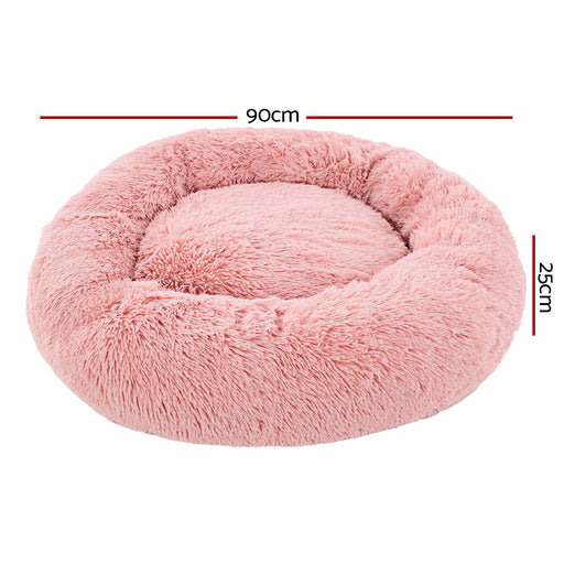 Danoz Direct - i.Pet Pet Bed Dog Cat 90cm Large Calming Soft Plush Pink