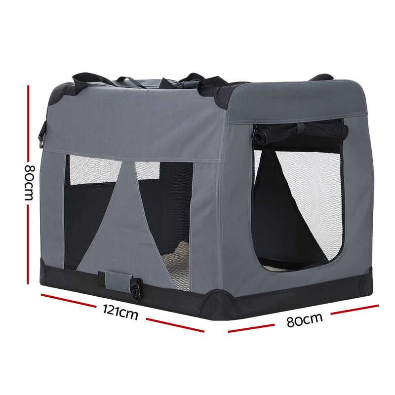 Danoz Direct - i.Pet Carrier Soft Crate Dog Cat Travel 121x80CM Portable Foldable Car 4XL
