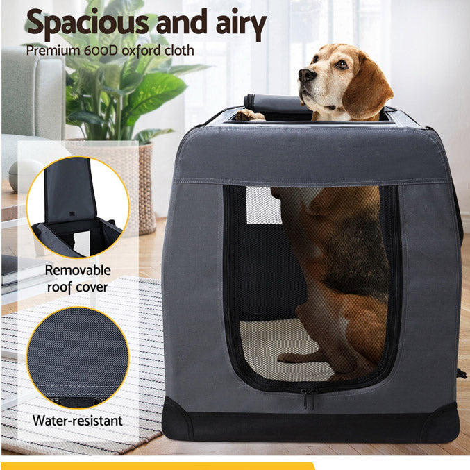 Danoz Direct - i.Pet Carrier Soft Crate Dog Cat Travel 121x80CM Portable Foldable Car 4XL