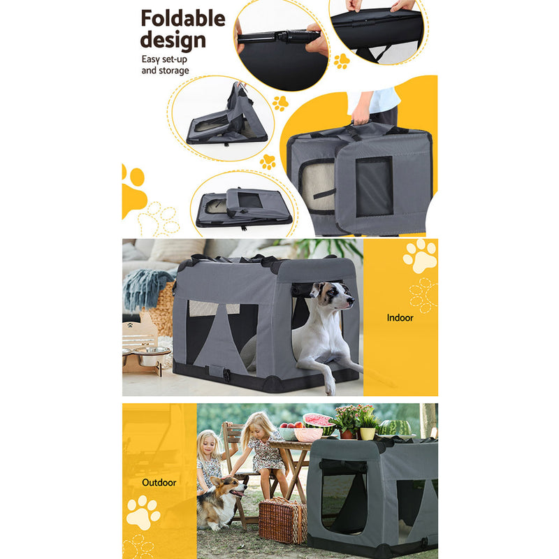 Danoz Direct - i.Pet Carrier Soft Crate Dog Cat Travel 121x80CM Portable Foldable Car 4XL
